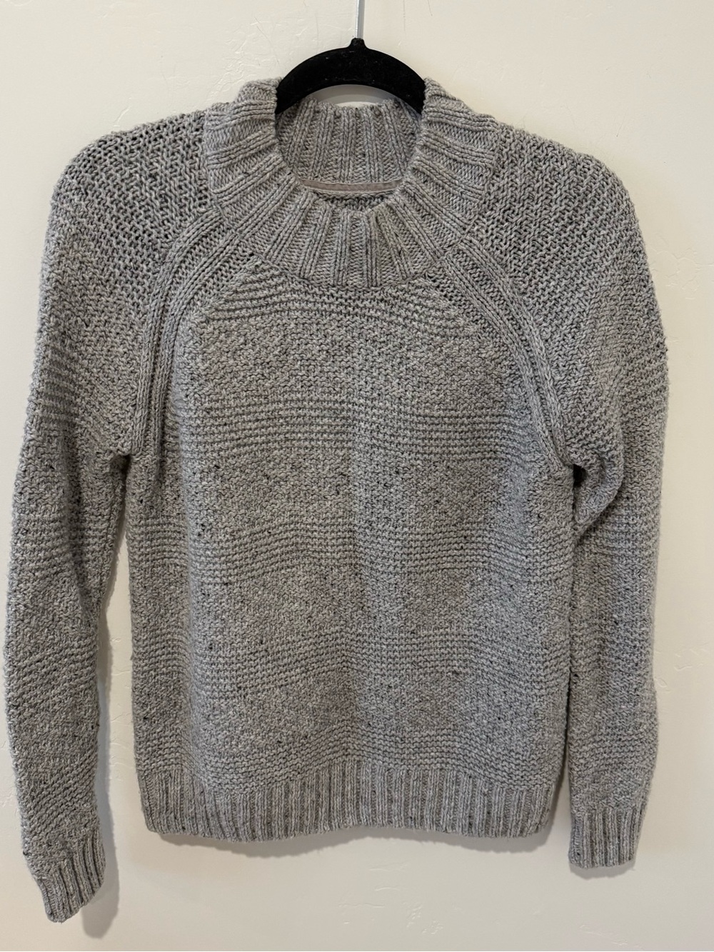 Prana Light Gray Textured Crewneck Knit Sweater Womens Small Organic Cotton
